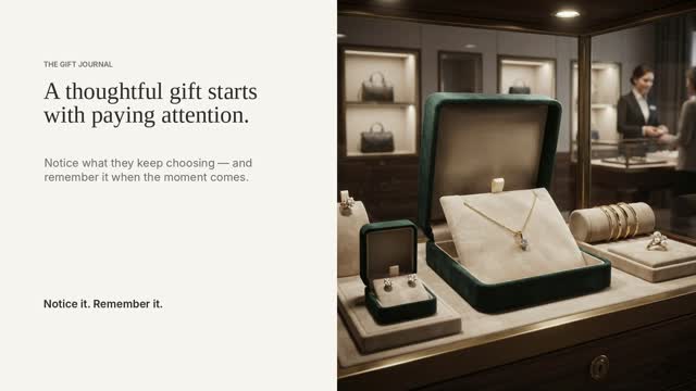 Emma gift hint and necklace idea shown in The Gift Journal